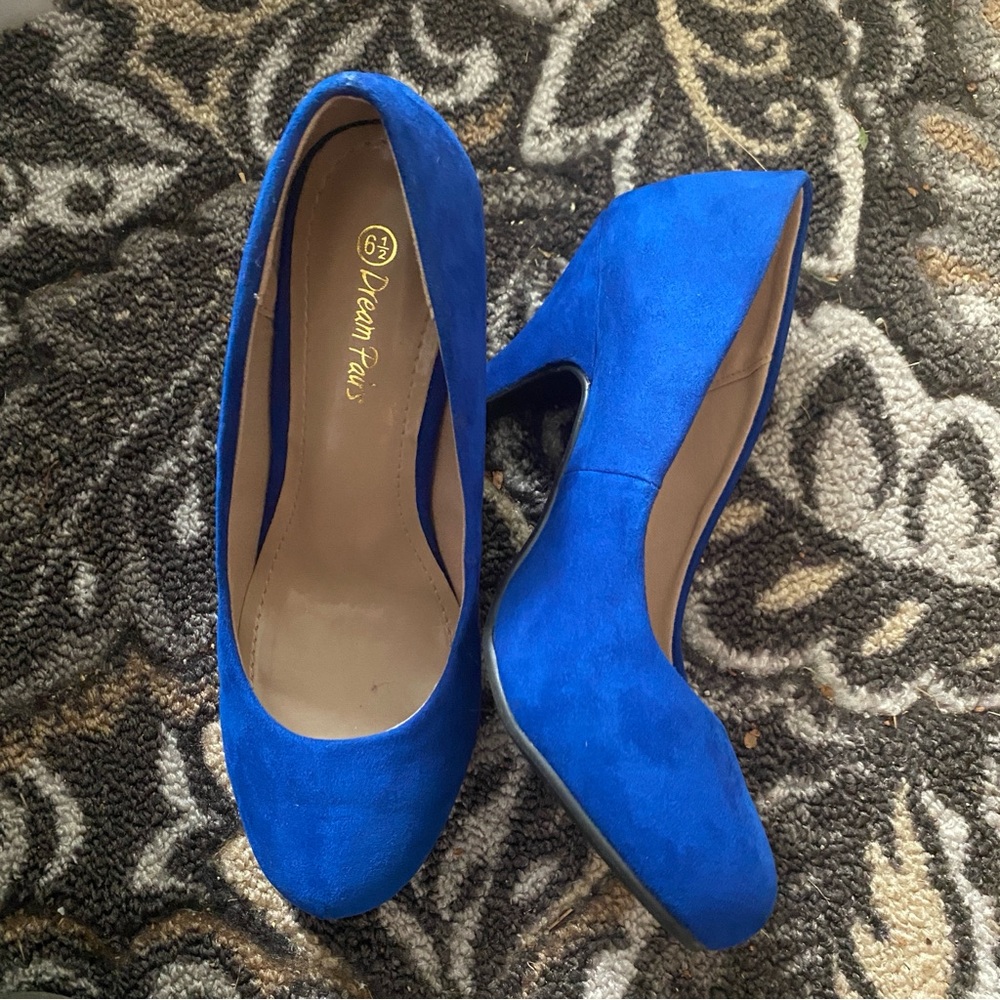 dream pairs royal blue suede 3 inch heels